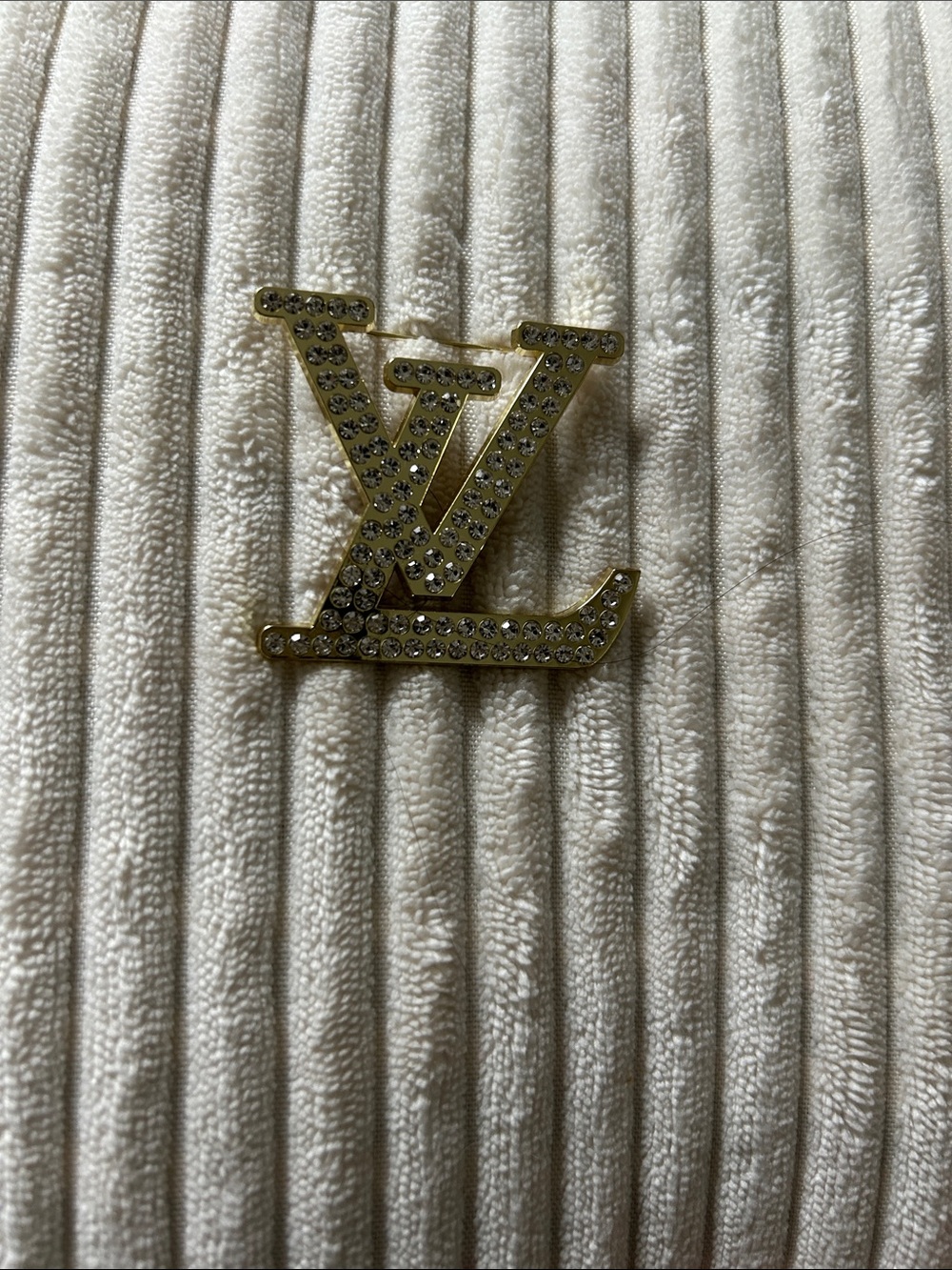 015 Gold Tone Crystal Upcycled Logo Pin